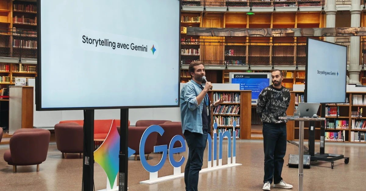 Arman on stage for the Storytelling with Gemini masterclass at the BnF